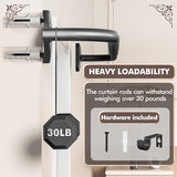Curtain Rods, No Rust Adjustable Blackout Drapery Rods, 5/8 Inch Diameter Wrap Around Curtain Pole for Windows, Ideal for Bedroom, Outdoor (28-48 Inch, 2 Pack, Black)