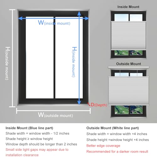 Changshade Blackout Top Down Bottom Up Cellular Shades, Cordless Honeycomb Blinds for Bedroom, Nursery & Bathroom, Total Privacy, 34" W*72" H,White