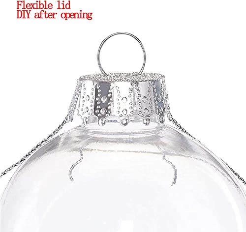16 pcs Hanging Clear Plastic Fillable Ornaments, 2.36" DIY Christmas Balls Craft Ornaments for Christmas Tree, Halloween and Wedding Birthday Party Decorations, Creative Gifts (60 mm)