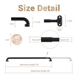 1 Pack French Door Curtain Rod Adjustable 18-30 Inch, 3/8 In. Diameter, Cafe Curtain Rod, Sash Curtain Rods for Door Window (Black)