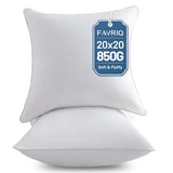 FAVRIQ 20 x 20 Pillow Inserts (Set of 2) - 20 Inch Square Interior Couch Throw Pillow with 100% Cotton Cover - Decorative Pillow Insert Pair - White Sofa Pillow