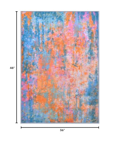 Entryway Rug 3x4 Rainbow Bedroom Area Rug Washable Non Slip Abstract Boho Rugs for Indoor Entry, Kitchen, Classroom, Bathroom, Kids Girls Room, Office, College Dorm Small Carpet