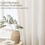 CUTEWIND Cream Linen Cafe Curtains 24 inch Length 2 Panel Set Rod Pocket Farmhouse Short Kitchen Window Curtains Over Sink Light Filtering Semi Sheer Small Window Drapes for Bathroom Camper W26xL24