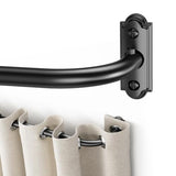 YaFex Curtain Rod 32-86 Inch, 1 Inch Heavy Duty Black Curtain Rods for Windows, Adjustable Window Treatment Rods, Wrap Around Ceiling Outdoor Curtain Rod for Bedroom