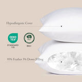 puredown® Euro Pillow Inserts 26 x 26 (Pack of 2, White), Down Feather Pillow Stuffer, Premium White Pillows for Bed, Couch, and Cushion