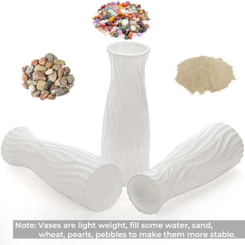 SOUJOY 10 Pack Composite Plastic Flower Vase, White Conic Floral Vase Home Decor Centerpieces, Small Unbreakable Vases for Decor Living Room
