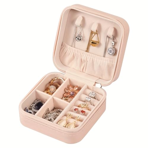 PU Leather Small Jewelry Box, Travel Portable Jewelry Case for Ring, Pendant, Earring, Necklace, Bracelet Organizer Storage Holder Boxes-Purple