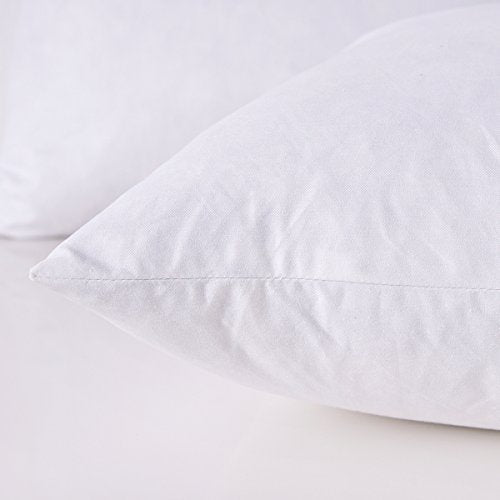 Set of 2, 95% Feather 5% Down Square Decorative Throw Pillow Insert, Cotton Cover, 16x16 Inch