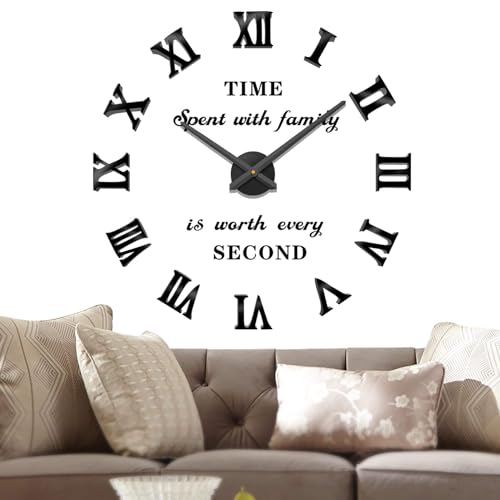 VANGOLD Wall Clock Vintage Roman Numerals Wall Clocks for Living Room Decor, Decorative Wall Clocks Battery Operated (Black Wall Decor)