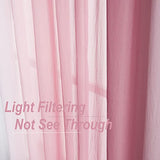 Purainbow Pink Ombre Chiffon Sheer Curtains 84 Inch Long for Living Room Bedroom Decor, Crinkle Gradient Semi Voile Grommet Top Window Curtain Drapes for Girls Room, Garden, Yard, Set of 2 Panels