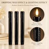 Black Flameless Taper Candles, Halloween Indoor Party Decorations, Real Wax