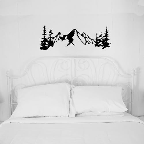 Yuzhuo Metal Mountain Wall Art Decor, Mountain Forest Silhouette Art Suitable for Living Room Bedroom Indoor Outdoor Garden Home Decoration