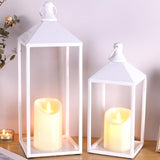 2 Pcs Wedding Lanterns Decorative with Candles White Farmhouse Lanterns