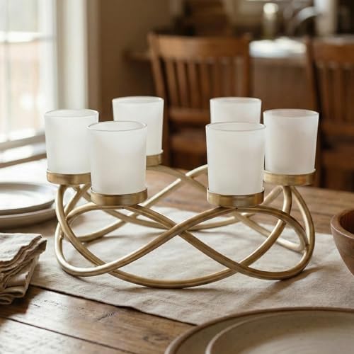 Centerpieces for Table Decor, Tealight Candle Holder, Gold/Frosted