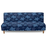 Suobstales Sea Turtle Print Stretch Armless Futon Cover, Futon Mattress Cover Soft Sofa Bed Slipcovers with Elastic Bottom, Foldable Sofa Slipcovers Washable Couch Covers