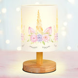 VIHOSE Unicorn Kids Table Lamp for Bedroom Kids Bedside Lamp with Linen Wooden Nightstand Cartoon Nursery Lampshade for Girls Boys Living Room