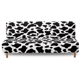 Classic Cow Print Stretchy Sofa Couch Slipcover with Elastic Bands Non Slip & Dustproof Protector Futon Covers Armless Sofa Couch Slipcover