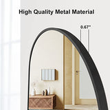 OGCAU 48'' x 16'' Full Length Mirror Wall-Mounted, Full Body Hanging Mirror for Wall and Door in Bedroom, Living Room, Oval with Straps, Hanging with Aluminum Alloy Frame (Oval Black)