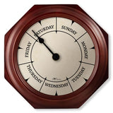 Classic Day of The Week Wall Clock - 10" Solid Mahogany Wood Frame, Ideal Retirement Gift for Men and Women, Day Clock for Seniors and Retirees