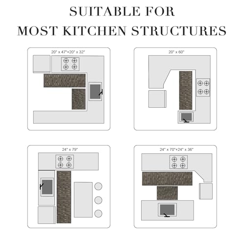 Kitchen Runner,  24"x70" Kitchen Mats for Floor, Black