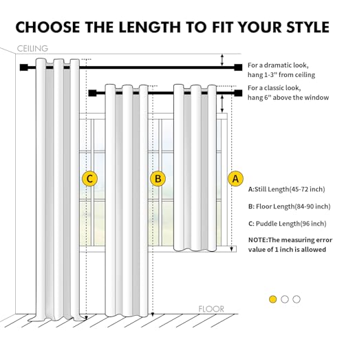MIULEE Blackout Curtains for Bedroom Living Room 2 Panels, Thermal Insulated Room Darkening Drapes Grommet Noise Reducing Light Blocking Window Treatments 63 Inches Long 40x63 Inch Black