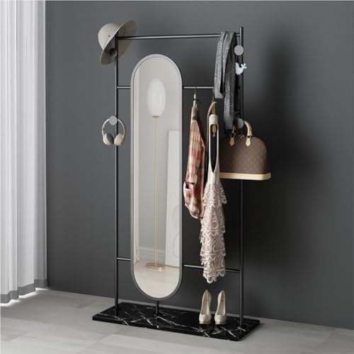Full-Length Mirror Multifunctional Floor-Standing Coat Rack Full-Length Mirror Combination Bedroom Fitting Mirror Dressing Mirror Full Length Floor Mirror (Black 85cm)