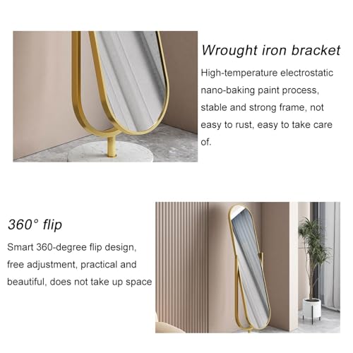 Full-Length Mirror Home Floor-Standing Full-Length Mirror, Rotatable and Movable Dressing Mirror, Bedroom Fitting Mirror, Dressing Mirror Full Length Floor Mirror (Black A)