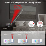 Projection Alarm Clock for Bedrooms Ceiling,7.3" Digital Clock Large Display Mirror Screen,11 Colors RGB Clock with 180° Rotatable Projector,5 Auto Dimmer,12/24h, Snooze,Dual Alarm