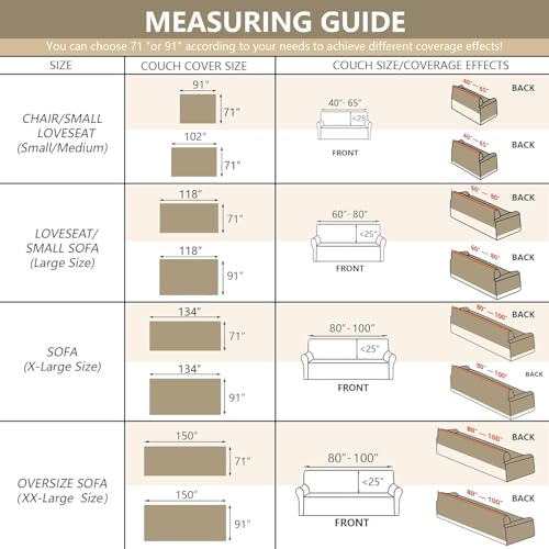 MYSKY HOME Couch Cover for Pets, Beige Couch Covers for 2 Cushion Couch Sofa, Sofa Slipcover Sectional L Shape Chenille Covers for Pets, Throw Couch for Dogs, Kids,71" X118"
