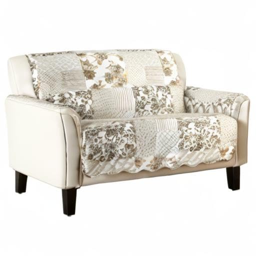 Great Bay Home Reversible Patchwork Loveseat Cover - Washable Slipcover Furniture Protector with Elastic Straps - Perfect for Kids & Pets - Box-Stitched Detail (Taupe)