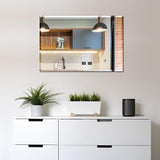Frameless Bathroom Mirror for Wall, Rectangle Beveled Edge Mirror for Over Sink, Tempered Glass, Shatterproof, Hangs Horizontally or Vertically for Living Room, Entryway, Restroom, 24" x 16"