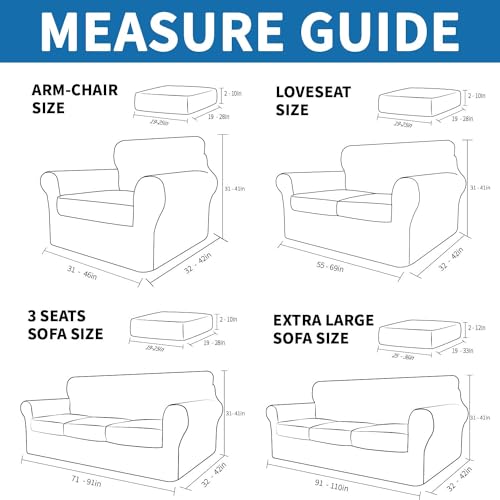 XINEAGE New 2 Pieces Chair Covers with Arms Super Stretch Chair Slipcover for Living Room Pet Dog Universal Slip Cover Anti Slip Armchair Furniture Protector (Pea Green), 31"-46"(1 Cushion)