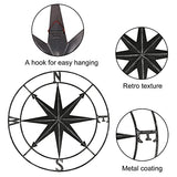 aboxoo Round Metal Compass Decorative Compass Metal Wall Art Hanging Wall Sculpture 22.8 Inch Black Diameter Farmhouse Decor Indoor or Outdoor Sign