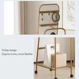 Floor Mirror Full-Length Dressing Mirror, Floor-Standing Household Coat Rack, Multi-Functional Clothes Rack, Mobile Fitting Mirror Standing Mirror(White)