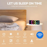 YISILE 13" Digital Wall Clock with Night Light,8 RGB Color,Dual Alarms with Large Display, Dimmer, Auto DST, Voice Control, Auto Time Sync,Remote Control for Living Room Bedroom,Gift for All Ages