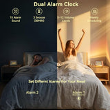 Sunrise Alarm Clock with White Noise Machine Night Light for Bedroom | 20 Sleep Sounds Machine, Digital Alarm Clock with Snooze, Gental Wake Up Light, 0–12 Volume, Deep Wooden