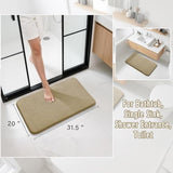 Yimobra Memory Foam Bath Mat, Super Soft Absorbent Bathroom Rug Non Slip 31.5x20 Inch, Quick Dry, Machine Washable Floor Carpet for Tub Shower, Home Decor Accessories, Light Tan