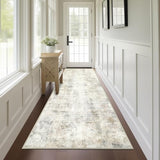 Capslpad 2x8 Washable Runner Rug, Modern Non-Slip Hallway Runner Rug, Abstract Low Pile Kitchen Rug, Soft Print Faux Wool Rug for Entryway, Bedroom, Kitchen, Laundry, Light Beige