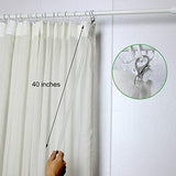 2 Pack Curtain Pull Rod with Metal Snap Invisible Clear Curtain Push Wand for Drapery and Grommet Curtains 1/2 Inch Wide (Acrylic, 40 Inch)