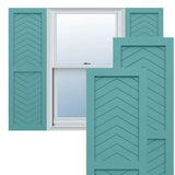 18"W x 38"H True Fit PVC Two Panel Chevron Modern Style Fixed Mount Shutters, Pure Turquoise (Per Pair - Hardware Not Included)