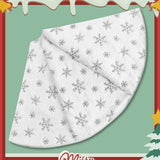 Christmas Tree Skirt, 48 Inch White Luxury Faux Fur & Silver Sequin Snowflakes, 4ft Xmas Tree Skirt for Holiday Tree Ornaments Christmas Party Home Decorations
