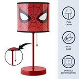 Idea Nuova Spiderman Stick Table Kids Lamp with Pull Chain, Themed Printed Decorative Shade, red and Black