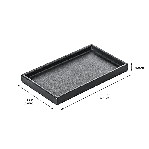 Ceramic Makeup Tray Redelaenor, Black Bathroom Accessories Holder for Kitchen Sink Organizer and Home Decorative Tray Rectangle Small Bathroom Sink Trays for Counter