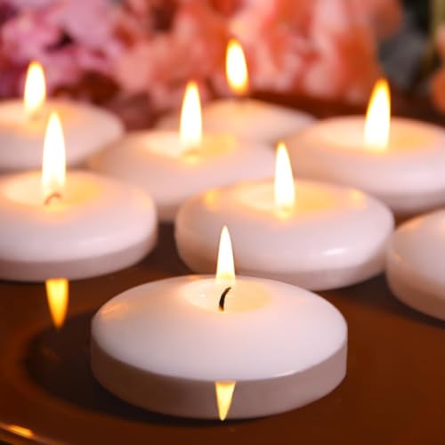 80 Pack White Floating Candles 3 inch Unscented Floating Candles for Centerpieces 8 Hours Long Burn Time-3” Floating Emergency Candle Bulk for Wedding Cylinder Vases