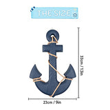 13" Nautical Wooden Anchor with Rope Nautical Beach Wood Anchor Wall Art Decor Door Hanging Ornament Beach Theme Home Decoration (Blue)