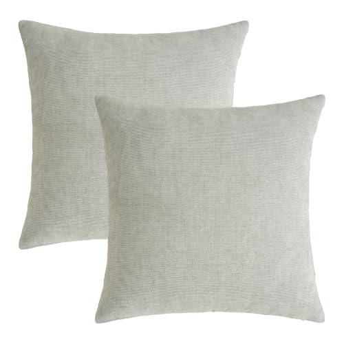 HWY 50 Decorative Chenille Throw Pillow Covers Light Gray 12x20 Inch