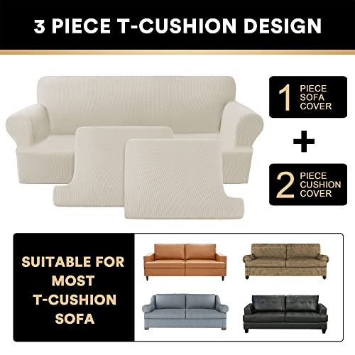 PrinceDeco Stretch Loveseat Sofa Cover Bundle T Cushion Loveseat Slipcover, Island Fossi