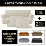 PrinceDeco Stretch Loveseat Sofa Cover Bundle T Cushion Loveseat Slipcover, Island Fossi