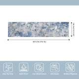 2x8 Washable Non-Slip Hallway Runner Rug – Modern Coastal Abstract Neutral Stain-Resistant Low-Pile Carpet Runner for Kitchen Entryway Bedroom Bathroom (Blue Ivory Grey,2x8)