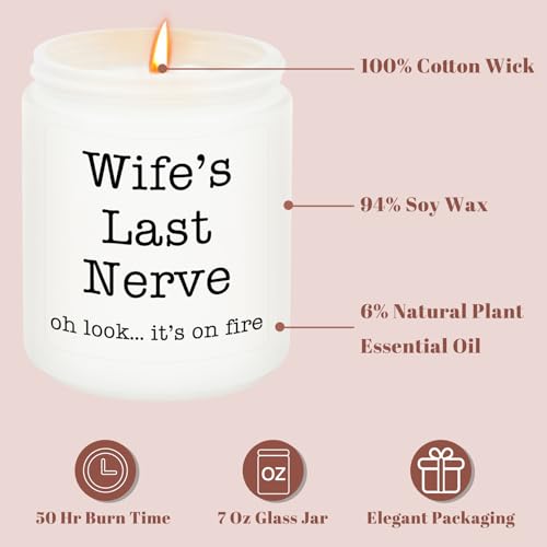 Homsolver Gifts for Wife from Husband, Funny Birthday, Mothers Fathers Day, Christmas, Anniversary, Valentines, Romantic Lavender Scented Candles
